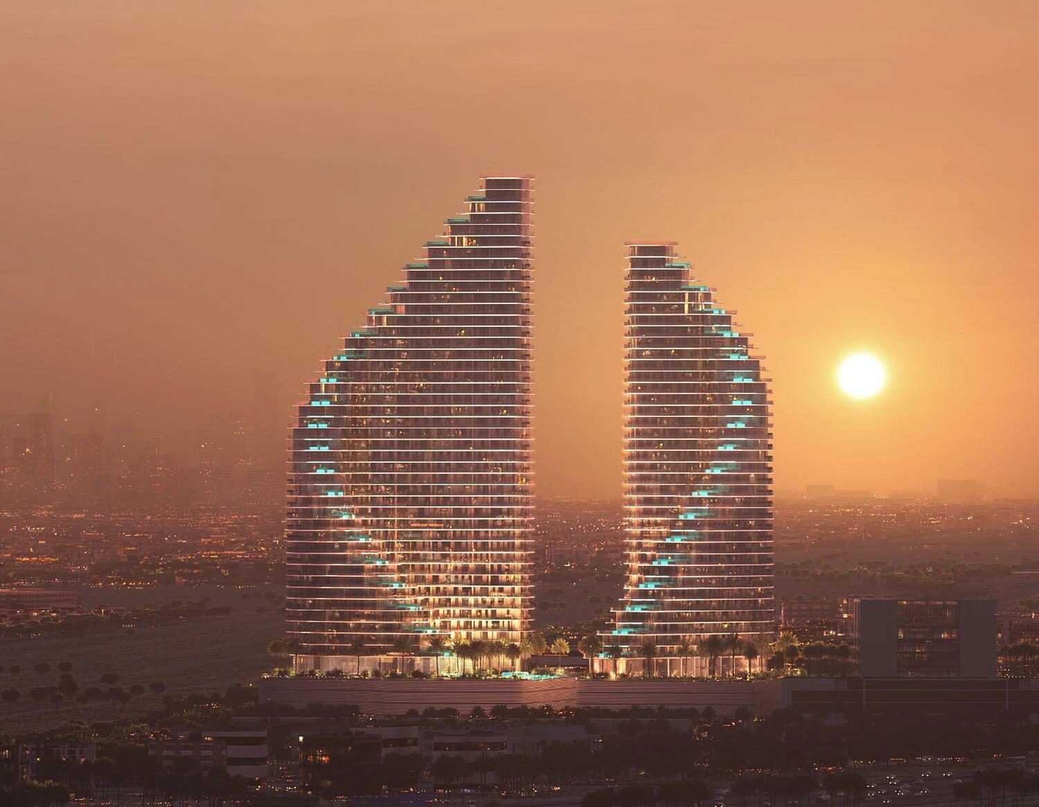 Binghatti Flare — Sunset Skyline | Profound Properties, Dubai