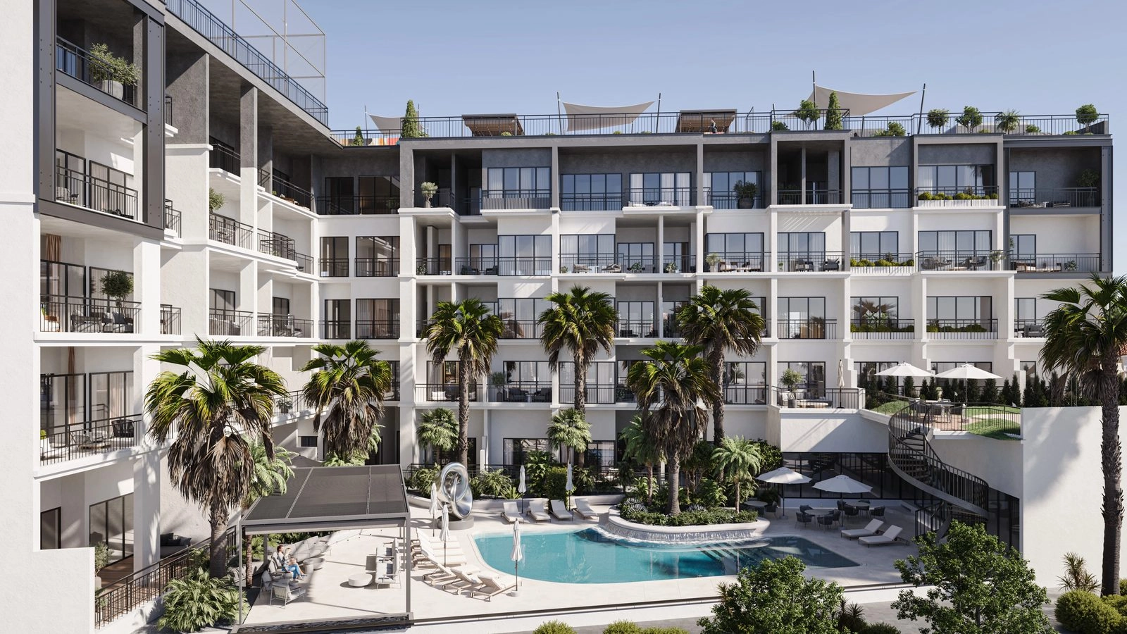 J-Haus Residences — Pool Courtyard | Profound Properties, Dubai
