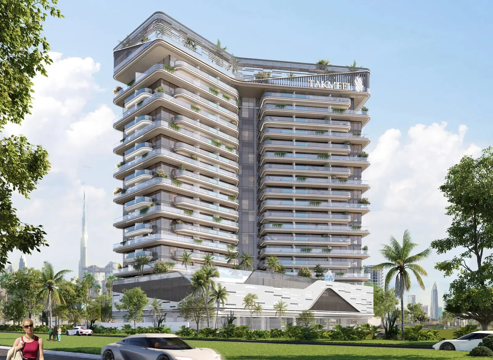 A Green-Edged Residential Tower in Majan, Dubailand