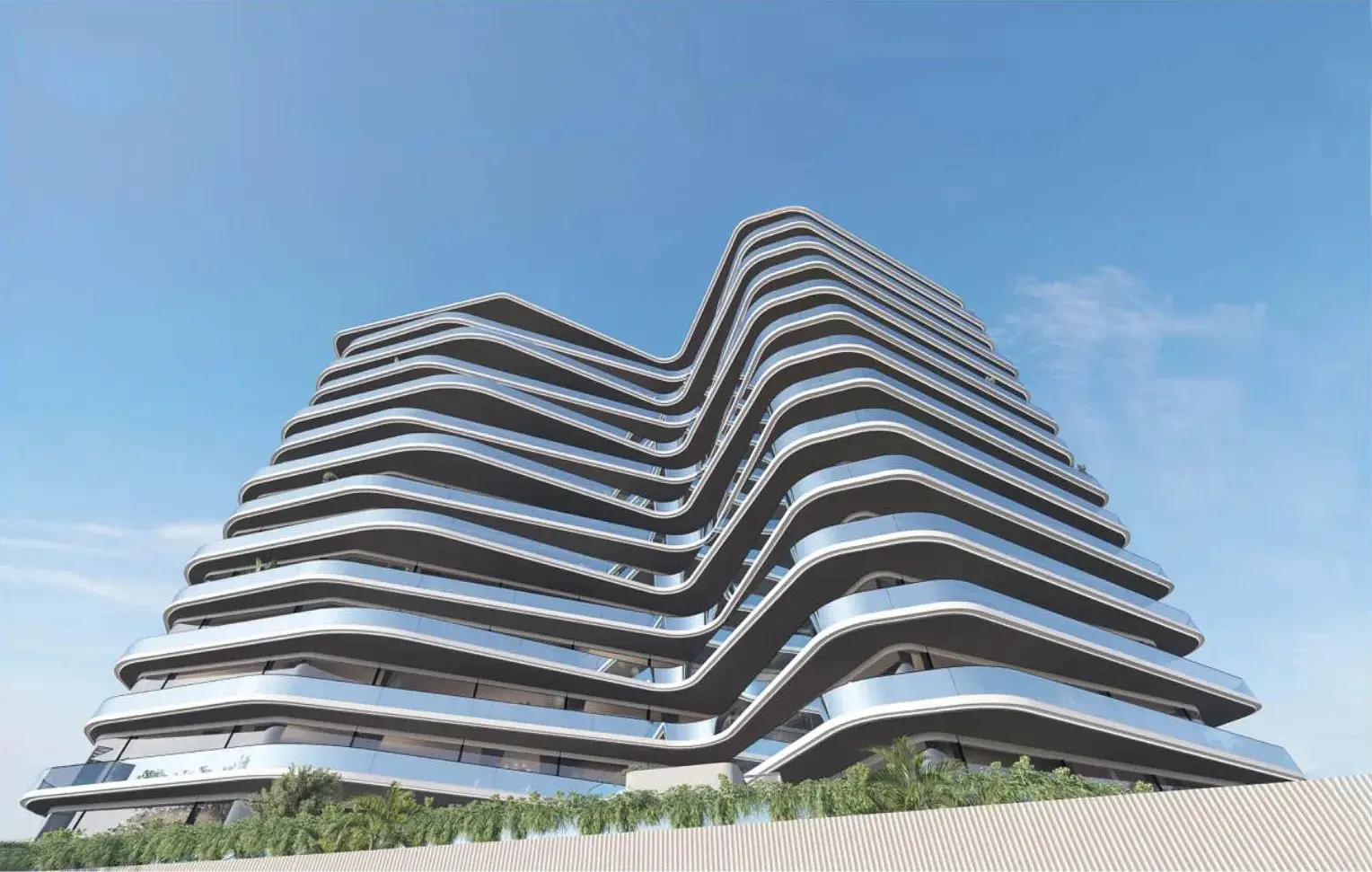 Milos: Wave-Fronted Tower in Dubailand Residence Complex