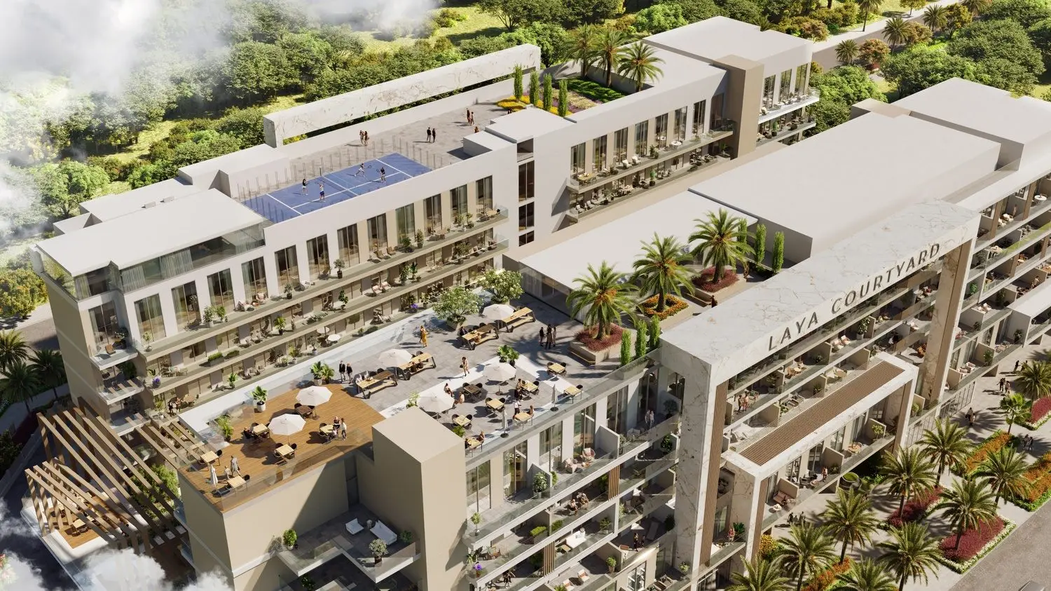 Rooftop Padel and Pools at Laya Courtyard