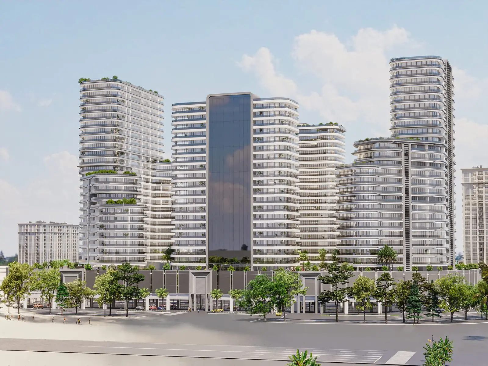 Four Towers Above a Shopping Mall in Arjan, Dubai
