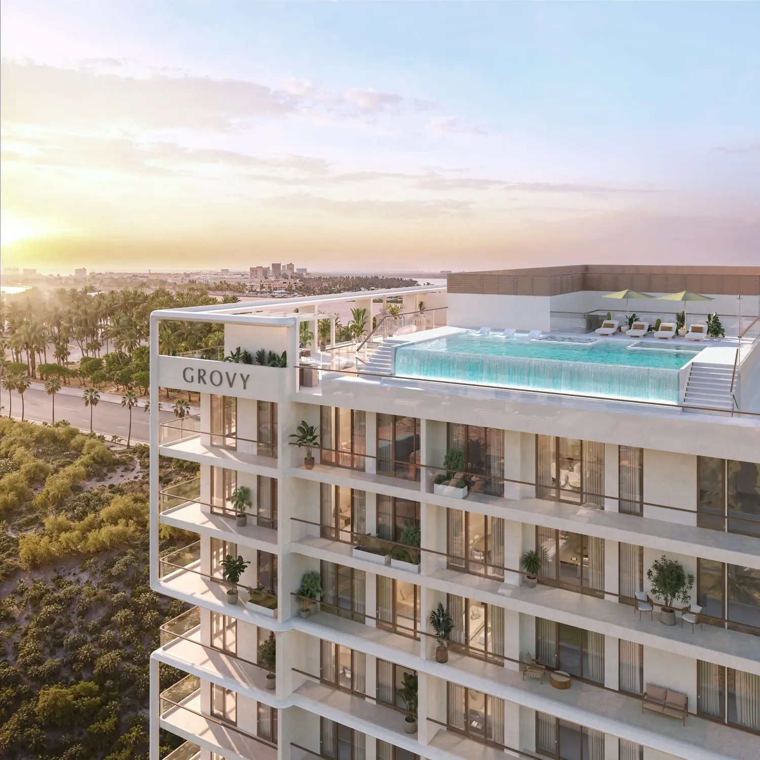 Rooftop Infinity Pool and Clubhouse at Rivo