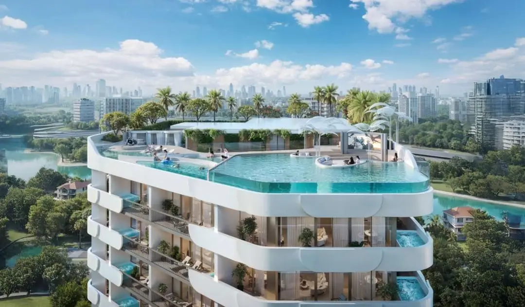 Weybridge Gardens 5 — Swimming Pools — Infinity Swimming Pool — amenity | Profound Properties, Dubai