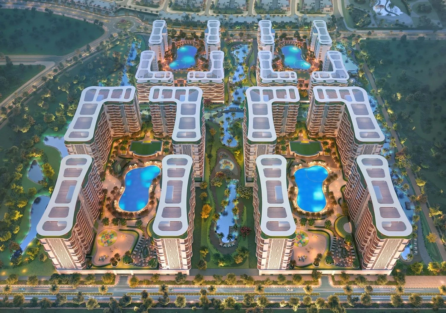 DAMAC Lagoons Views Phase 3 — Courtyard Pools | Profound Properties, Dubai