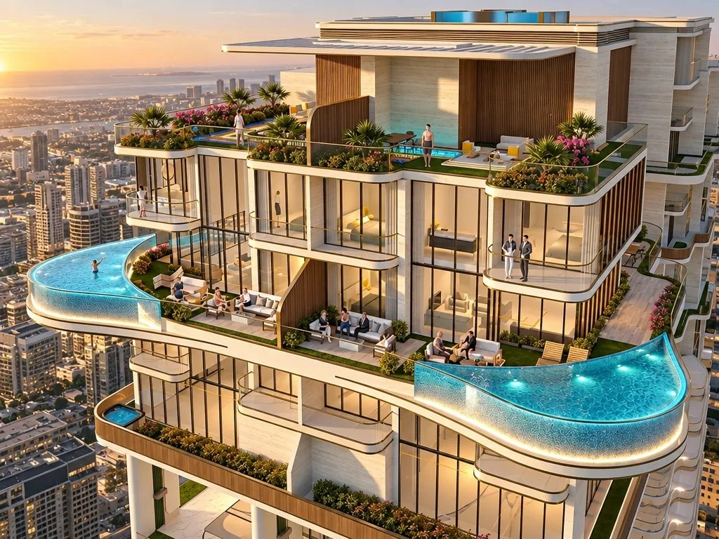 77S Tower — Sky Villa Pools | Profound Properties, Dubai