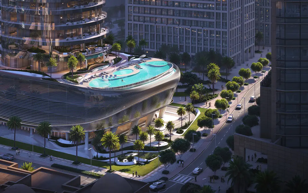 Binghatti Skyblade — 游泳池 — 无边泳池 — amenity | Profound Properties, Dubai