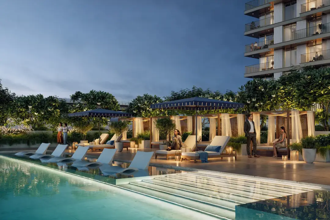 地址公寓迪拜溪港 — 游泳池 — 室外游泳池 — amenity | Profound Properties, Dubai