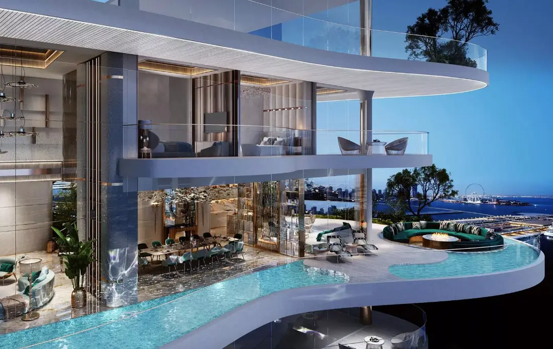 DAMAC Bay by Cavalli - Dubai Harbour — Swimming Pools — Infinity Swimming Pool — amenity | Profound Properties, Dubai